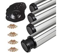 SOTECH 4 Pieds de Table Hauteur 870 mm Ø 60 mm Acier Inoxydable avec revêtement Anti-Traces de Doigts, Charge Max 300 kg (75 kg par pièce) avec réglage en Hauteur de 32 mm