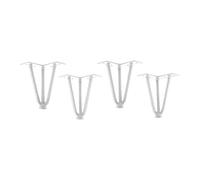 SOTECH 4 pieds en épingle à cheveux Industrial Look aspect acier blanc 150 mm 3 entretoises Hairpin Legs Pieds de meubles pour canapés et armoires
