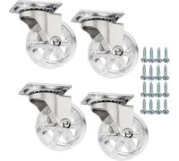 SOTECH 4 roulettes de meuble RAPID Ø 50 mm transparentes sans frein (blocage) y compris kit de vis Capacité de charge jusqu'à 140 kg (35 kg par roulette de transport)