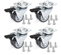 SOTECH 4 Roulettes Pivotantes Pour Meuble avec Frein - 50 mm - Capacité de charge 400 kg - Roulette Sans Traces au Sol pour Charge Lourde - Roue en Caoutchouc pour Chariot