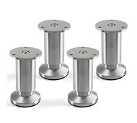 SOTECH 4 x Pied de Meuble Ajustable en Aluminium brossé Capacité de Levage 250 kg Hauteur 100 mm