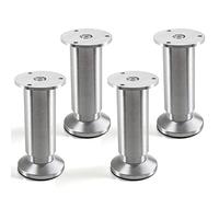 SOTECH 4 x Pied de Meuble Ajustable en Aluminium brossé Capacité de Levage 250 kg Hauteur 120 mm