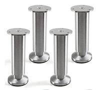 SOTECH 4 x Pied de Meuble Ajustable en Aluminium brossé Capacité de Levage 250 kg Hauteur 150 mm