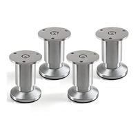 SOTECH 4 x Pied de Meuble Ajustable en Aluminium brossé Capacité de Levage 250 kg Hauteur 80 mm