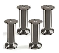 SOTECH 4 x Pied de Meuble Ajustable Finition en Acier INOX brossé Capacité de Levage 250 kg Hauteur 120 mm