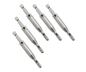 SOTECH 5 pièces foret de centrage Ø 2,7 mm HSS4241 acier avec tige hexagonale Paumelle Mèche à bois Aide au montage avec douille de guidage à ressort pour le préperçage de vis à bois de 3,5 mm de