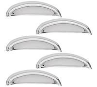 SOTECH 5 pièces Poignée coquille NICK chrome poli Distance de perçage 96 mm Poignée de meuble Poignées de porte de