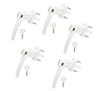 SOTECH 5 pièces Poignées de fenêtre BRIS (151 x 28,5 x 62 mm) blanc verrouillable incl. 2 clés Sécurité de fenêtre en aluminium