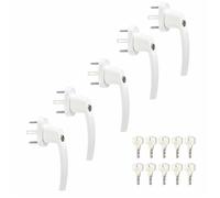 SOTECH 5 x poignées de fenêtre verrouillables (clés identiques) avec grille à 45° 28 x 151 x 62 mm aluminium blanc avec 10 clés olives de fenêtre serrure de porte