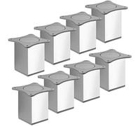 SOTECH 8 pcs. Pieds de Meubles QUEBEC II 100 mm 65 x 65 mm Chrome poli Pieds d’Étagère en Aluminium