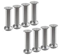 SOTECH 8 pieds de meuble TERRA hauteur 150 mm alu brossé Pieds de lit réglables en hauteur jusqu'à max. 15 mm, charge jusqu'à 250 kg/par pied