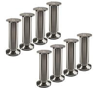 SOTECH 8 pieds de meuble TERRA hauteur 150 mm aspect inox brossé Pieds de support réglables en hauteur jusqu'à max. 15 mm, charge maximale 250 kg/par pied