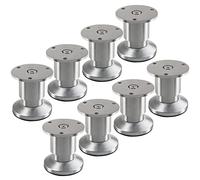 SOTECH 8 pieds de meuble TERRA hauteur 50 mm alu brossé Pieds de canapé réglables en hauteur jusqu'à max. 15 mm, charge jusqu'à 250 kg/par pied