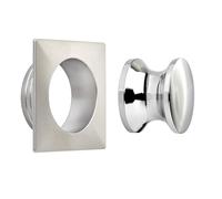 SOTECH Bouton-poussoir Push-Lock Ø 23 mm aspect inox avec rosace carrée pour épaisseur de porte de 19 mm, poignée adaptée à la serrure à espagnolette