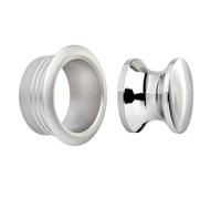 SOTECH Bouton-poussoir Push-Lock Ø 23 mm aspect inox y compris rosace pour épaisseur de porte de 19 mm, poignée de meuble adaptée à la serrure à espagnolette