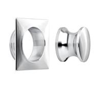 SOTECH Bouton-poussoir Push-Lock Ø 23 mm chrome poli avec rosace carrée pour épaisseur de porte de 19 mm, poignée bouton adaptée aux serrures à espagnolette