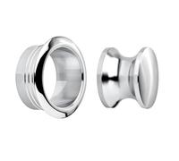 SOTECH Bouton-poussoir Push-Lock Ø 23 mm chrome poli avec rosace pour épaisseur de porte de 19 mm, poignée de meuble adaptée aux serrures à espagnolette