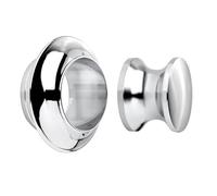 SOTECH Bouton-poussoir Push-Lock Ø 23 mm chromé poli, rosace incluse pour épaisseur de porte de 13 mm, bouton de meuble adapté à la serrure à espagnolette