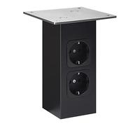 SOTECH Console de Bar Droite avec Prises de Courant 70 x 70 mm | hauteur 170 mm, capacité 30 Kg, noir Support de comptoir pour plateaux en bois ou en verre