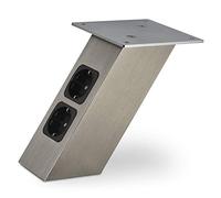 SOTECH Console de bar inclinée 170 x 80 x 70 mm, aspect inox avec prises de courant Schuko Capacité de charge de 30 kg