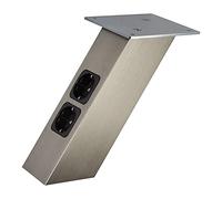 SOTECH Console de bar inclinée 210 x 80 x 70 mm en finition inox avec prises Schuko 30 Kg de capacité de charge