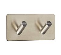 SOTECH Crochet Mural ADRA double (2 Crochets) 90 x 45 x 29 mm Acier Inox brossé Autoadhésif avec Patin Adhésif 3M pour Cuisine