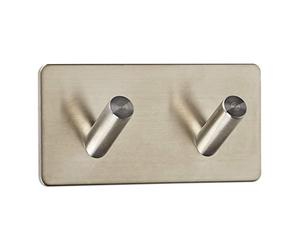 SOTECH Crochet Mural ADRA double (2 Crochets) 90 x 45 x 29 mm Acier Inox brossé Autoadhésif avec Patin Adhésif 3M pour Cuisine