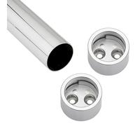 SOTECH Ensemble de tringles d'armoires 800 mm cylindrique Tringle de penderie chromée polie composée d'une tringle à vêtements, y compris 1 paire de supports cylindriques