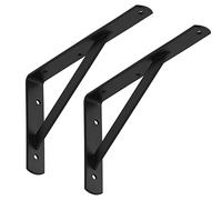 SOTECH Jeu de 10 consoles d'étagère (250 x 150 x 30 mm, noir, revêtement par poudre) Support d'étagère avec entretoise pour la stabilisation