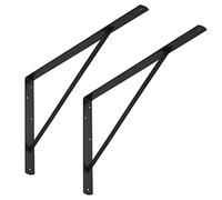 SOTECH Jeu de 2 consoles d'étagères (600 x 375 x 40 mm, noir, revêtement par poudre) Console murale avec entretoise pour la stabilisation