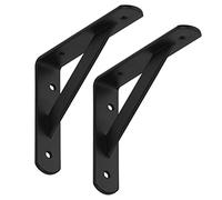 SOTECH Jeu de 4 consoles d'étagère (150 x 125 x 30 mm, noir, revêtement par poudre) Support d'étagère avec entretoise pour la stabilisation