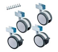 SOTECH Jeu de 4 roulettes pour meubles hauteur 74,5 mm Hamm Ø 63 mm | blanc/gris, capacité de charge 35Kg (2x roulettes pivotantes, 2x roulettes avec frein), profilé en U pour épaisseur de paroi