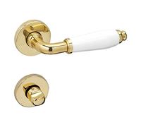 SOTECH Jeu de Poignées de porte MATTEO aspect laiton - Poignée de porte porte blanche antiques vintage poignée de porte Salle de bain (toilette) Ensemble de porte design avec vis de