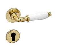 SOTECH Jeu de poignées MATTEO aspect laiton - Poignée de porte porte blanche antiques vintage Poignée de porte profil cylindre (PZ) Ensemble de porte design avec vis de