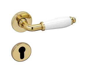 SOTECH Jeu de poignées MATTEO aspect laiton - Poignée de porte porte blanche antiques vintage Poignée de porte profil cylindre (PZ) Ensemble de porte design avec vis de