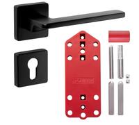 SOTECH Kit de poignées de porte ADAMO noir mat carré avec rosaces pour cylindre profilé poignée de porte Kit de rosaces de poignée de porte comprenant matériel de montage et gabarit de perçage de