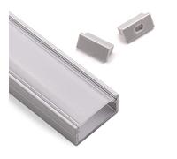 SOTECH LED Profil alu-PH1 (2000 x 18 x 8,5 mm) pour LED Stripes larges jusqu'à 16 mm (par ex. pour Philips Hue LightStrip) Profil en saillie avec cache opale et set de caches d'extrémité