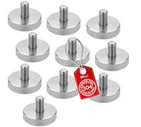 SOTECH Lot de 10 vis moletées M10 - Longueur : 20 mm - En acier inoxydable V2A (SS304) - Forme plate - DIN 653 - Vis à poignée métrique avec surfaces latérales moletées