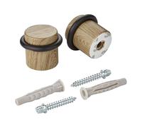 SOTECH Lot de 2 Butoirs de porte en acier STOPPER montage au sol (Ø 36 mm, hauteur 32 mm, décor chêne bois) Protection de butée
