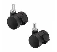 SOTECH Lot de 2 roulettes de meubles AACHEN avec filetage M8 x 15 mm et frein (Ø 35 mm, capacité de charge de 40 kg par roulette, rotation à 360 degrés, noir)