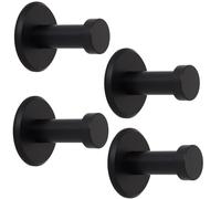 SOTECH Lot de 4 crochets porte-manteaux TALEA en acier inoxydable massif noir anodisé (Ø 10/15 mm Longueur 30 mm, Longueur totale 33 mm) Crochets de vêtements avec plaque Crochets muraux avec montage