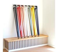 SOTECH lot de 4 pieds de table en forme de F hauteur 745 mm réglables blanc coniques de 70 à 40 mm avec vis de serrage (sans perçage) pour table de cuisine, table à manger, table de bureau