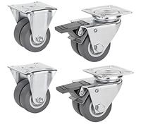 SOTECH Lot de 4 roulettes de transport, Ø 50 mm, charge maximale 400 kg (2 roulettes pivotantes avec frein + 2 roulettes fixes, plaque de fixation 60 x 60 mm)