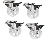SOTECH Lot de 4 roulettes design pour meubles RAPID Roulettes Ø 50 mm transparentes avec frein, capacité de charge 35 Kg, hauteur 64 mm