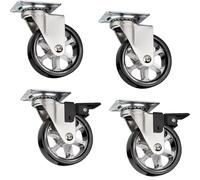 SOTECH Lot de 4 roulettes design pour meubles RAPID Roulettes Ø 75 mm noires (2 x avec frein + 2 sans frein), capacité de charge 35 Kg, hauteur 97 mm