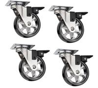 SOTECH Lot de 4 roulettes design pour meubles RAPID Roulettes Ø 75 mm noires avec frein, capacité de charge 35 Kg, hauteur 97 mm