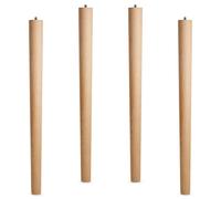 SOTECH Lot de 4 x Pied de Table en Hêtre Brut H 710 mm/Ø 60/40 mm avec Vis à Double Filetage M10 Idéal pour Cuisine & Tables à