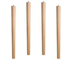 SOTECH Lot de 4 x Pied de Table en Hêtre Brut H 710 mm/Ø 60/40 mm avec Vis à Double Filetage M10 Idéal pour Cuisine & Tables à