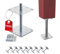 SOTECH Lot de 8 supports de poteaux 160 x 160 x 250 mm Filetage M24 Acier
