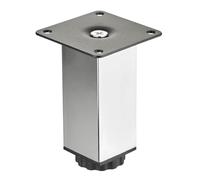 SOTECH Pied de Meuble Zulu 38 x 38 x 100 mm Chrome Poli, Charge admissible | jusqu'à 100 kg par pied Pied de vitrine